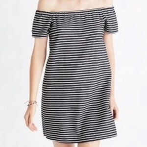 Madewell Melody Off the Shoulder Dress XS Striped Blue & White
